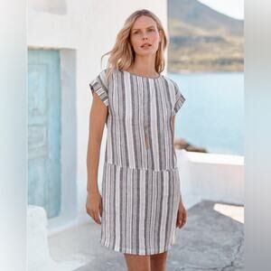 Garnet Hill Meraki Linen Dress 100% European‎ Flax Linen size medium
